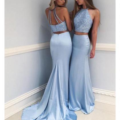 Light Blue Prom Dresses, Mermaid Pr..
