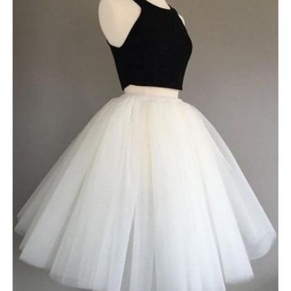 Black White Prom Dresses, Prom Dresses, Tea Length..