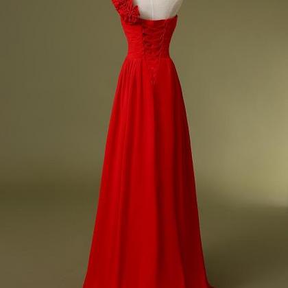 Red Bridesmaid Dress,formal Dress,one Shoulder..