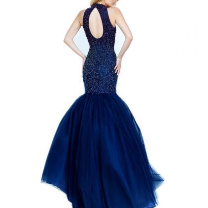 Sleeveless Halter Beaded Mermaid Fl..