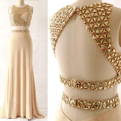 Two-piece Gold Beaded Floor Length ..