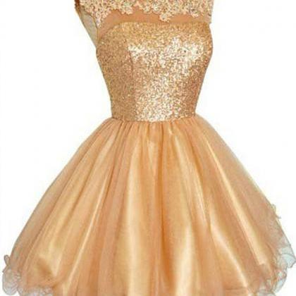 Gold Sequins Homecoming Dresses 201..