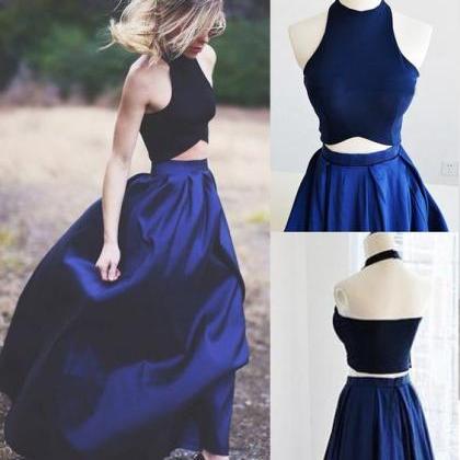Two-piece Navy Blue Prom Dresses, H..