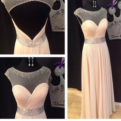 Prom Dresses 2017,scoop Prom Gowns,long Chiffon..