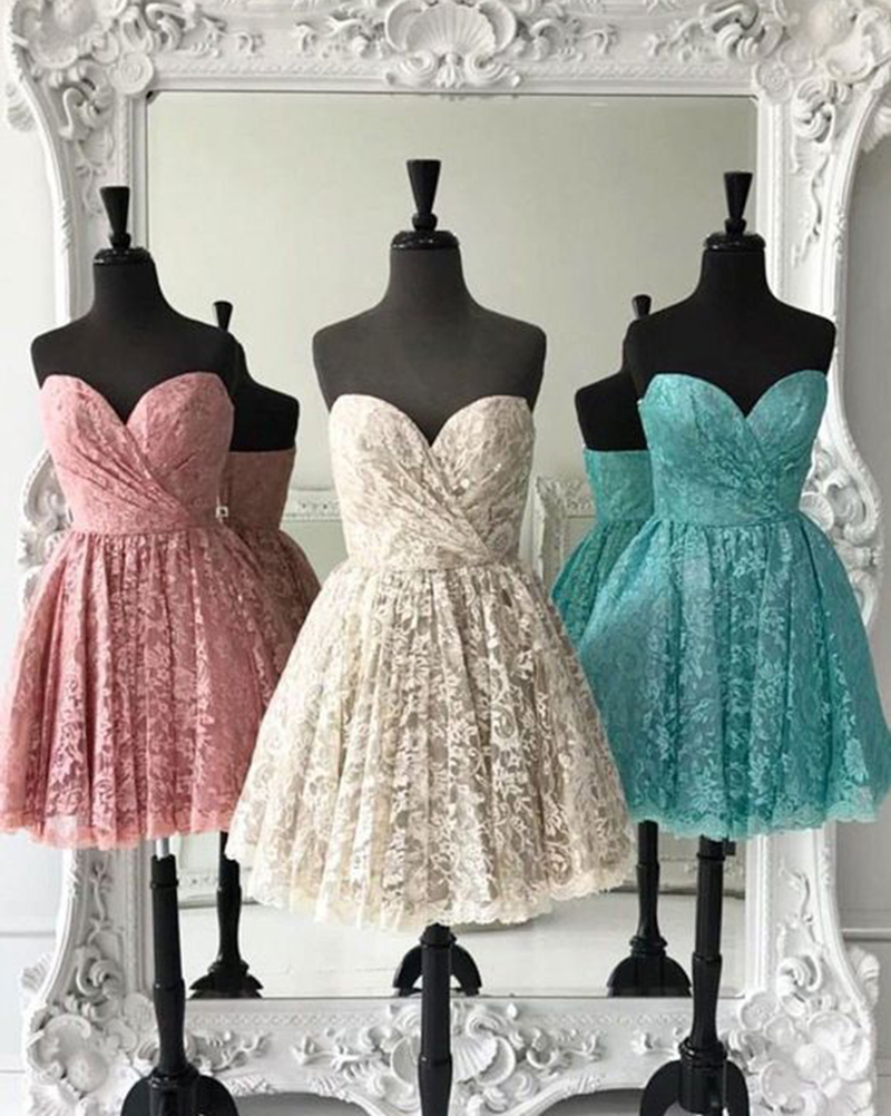 Lace Prom Dresses, Lace Homecoming Dresses, Short Lace Prom Dresses, Sweetheart Prom Dresses, Sexy Prom Dresses, Backless Prom Dresses, 2018 Prom Dresses, Short Homecoming Dresses, Graduation Dresses, Mini Party Dress, Custom Made