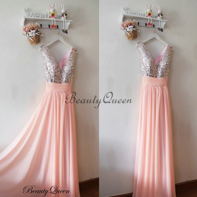 Popular Coral Pink  Bridesmaid  Dresses  Chiffon Bridesmaid  