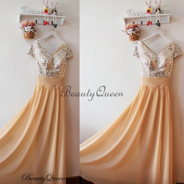 silver and gold bridesmaid dresses