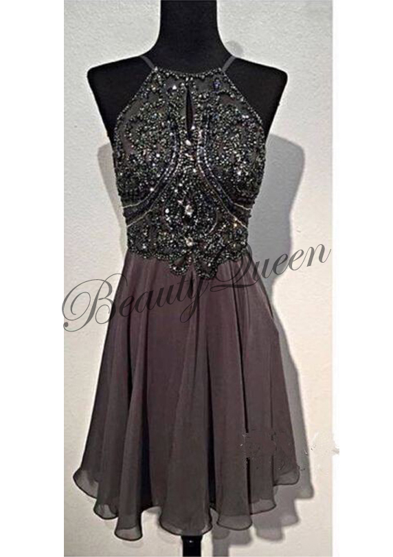 Dark Gray Short Prom Dresses