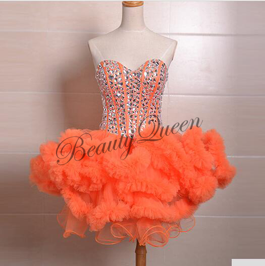 orange puffy dress