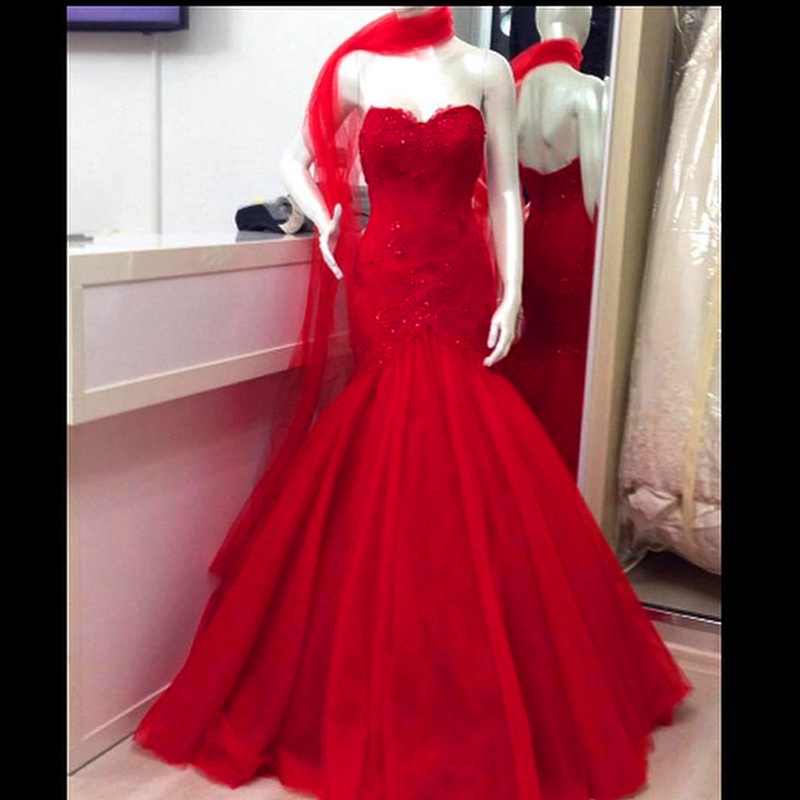 Evening Dresses,red Prom Dresses ,lace Prom Dress,mermaid Prom Dresses,mermaid Evening Gowns Beaded,mermaid Evening Dress, 2017