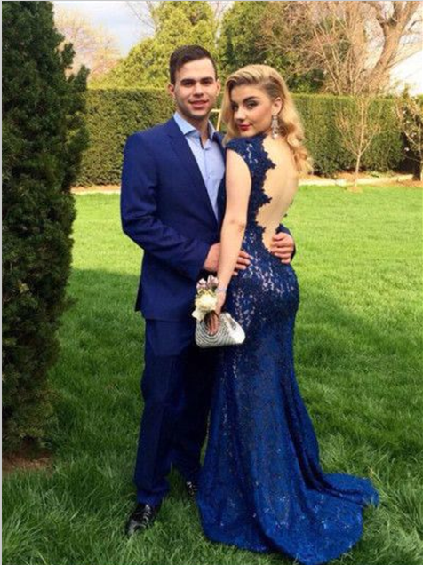 Evening Dresses,Royal Blue Lace Prom Dresses ,Lace Prom Dress,Mermaid Prom Dresses,Mermaid Evening Gowns Lace,Mermaid Prom Dress,2017