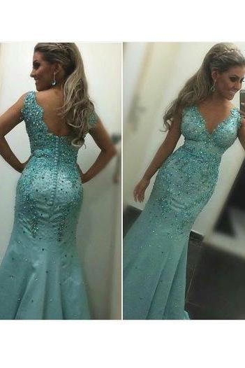 Prom Dresses, Mermaid Prom Dresses,Long Prom Dress 2018,Prom Dresses with Colorful Beadings,Sexy Evening Dresses,Turquoise Evening Gowns,Prom Party Dresses,Pageant Dresses,Sexy Prom Dresses,Custom Made