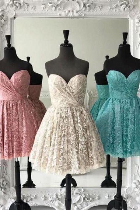 Lace Prom Dresses, Lace Homecoming Dresses, Short Lace Prom Dresses, Sweetheart Prom Dresses, Sexy Prom Dresses, Backless Prom Dresses, 2018 Prom Dresses, Short Homecoming Dresses, Graduation Dresses, Mini Party Dress, Custom Made