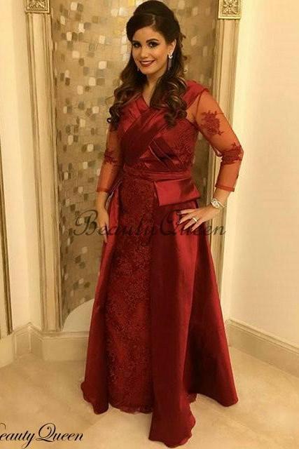 Mother of the Bride Dresses, Mother Dresses, Formal Dresses, Burgundy Mother Dresses, 2016, Evening Dresses, Lace Evening Dress,Long Evening Gowns,Full Sleeves Mother Dress, Long Sleeves Evening Dress, Elegant Lace Mother of the Brides Dress, Vintage Lace Evening Dresses, Celebrity Dresses, Satin Dresses