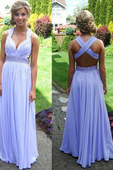 Prom Dress,Long Prom Dress, 2016 Prom Dresses Beaded,Long Party Dresses,Evening Dress,Prom Gown, Chiffon Prom Dress Backless,Pageant Dress,Celebrity Dress