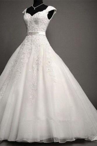 Wedding Party Dresses,Ball Gown Wedding Dresses,Wedding Dresses,Bridal Dresses,Cap Sleeves Wedding Gowns,La Sposa,Puffy Tulle Wedding Dresses with Appliqués,Vintage Lace Wedding Dresses,Real Imges
