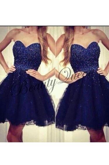 Homecoming Dresses,Navy Blue Homecoming Dress,2016,Navy Blue Prom Dress,Tulle Short Homecoming Dress,Sexy Short Prom Dress with Beadings,Graduation Dress