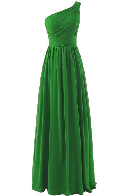 Bridesmaid Dress, Green Bridesmaids Dress, Long Bridesmaid Dress, 2020 Bridesmaid Dress, One Shoulder Bridesmaid Dress,Wedding Party Dresses, Evening Dress,Prom Dress, Chiffon Bridesmaid Dress, Pageant Dress, Custom Made