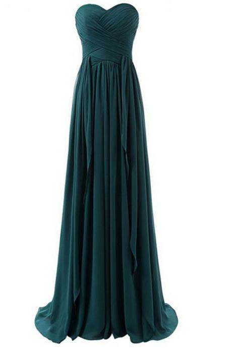 Bridesmaid Dress, Teal Green Bridesmaids Dress, Long Bridesmaid Dresses, 2017 Bridesmaid Dress, Strapless Bridesmaid Dress,Wedding Party Dresses, Prom Dress, Plus Size Bridesmaid Dress, Sweetheart Prom Dress, Custom Made