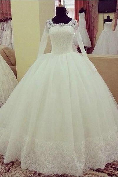 Bridal Dresses, 2017 Wedding Dresses , Long Sleeve Wedding Dress, Ball Gown Wedding Dresses, Lace Wedding Dresses, Princess Wedding Dress, Wedding Gowns, Bridal Gowns, Vintage Puffy Tulle Wedding Dresses, Wedding Party Dresses, Custom Made