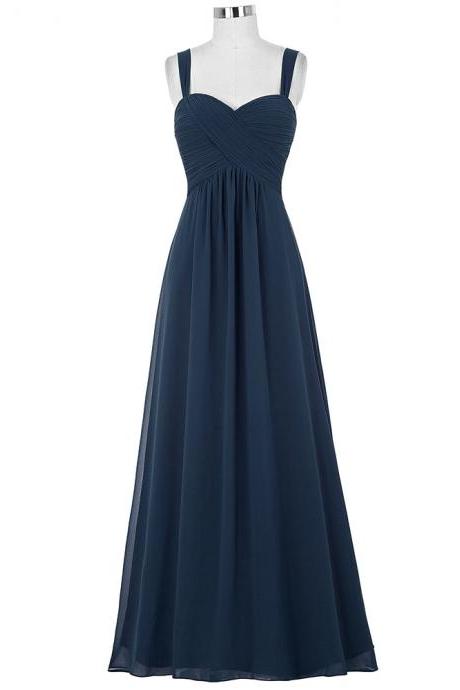 Bridesmaid Dresses, Navy Blue Chiffon Bridesmaid Dress, Maid of Honor Dresses, Spaghetti Straps Bridesmaid Dresses, 2019 Bridesmaid Dress, Wedding Guest Dresses, Wedding Party Dresses, Prom Dresses, Plus Size Bridesmaid Dress, Sweetheart Prom Dresses, Bridesmaid Dress Long, Custom Made