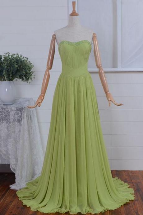 Prom Dresses, Prom Dresses with Beadings, Chiffon Ruffled Prom Dresses, Strapless Prom Dresses, Sage Green Prom Dresses, Long Prom Dresses, 2017 Prom Dresses, Sexy Prom Dresses Backless, Evening Dresses, Prom Dresses 2017, Real Samples Prom Dresses, Custom Made