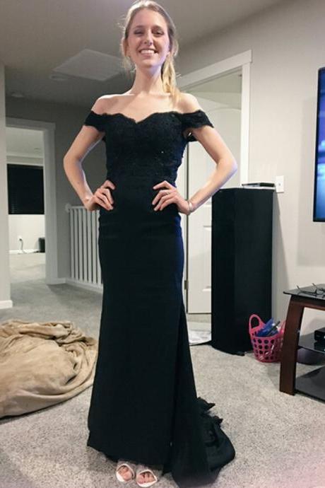 Prom Dresses, Black Prom Dresses, Lace Prom Dress, Mermaid Prom Dresses, Mermaid Evening Gowns Appliquéd, Mermaid Evening Dress, Mermaid Bridesmaid Dresses, Wedding Party Dresses, 2017 Prom Dresses, Custom Made