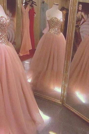 Quinceanera Dresses, Sparkly Sequined Quinceanera Dresses, Long Prom Dresses Ball Gown, Rose Gold Prom Dresses, Formal Sweet 16 Dress, Sweet 15 Dresses, Puffy Tulle Prom Dress Sequined, Pageant Dress, Sweetheart Prom Dresses, Custom Made
