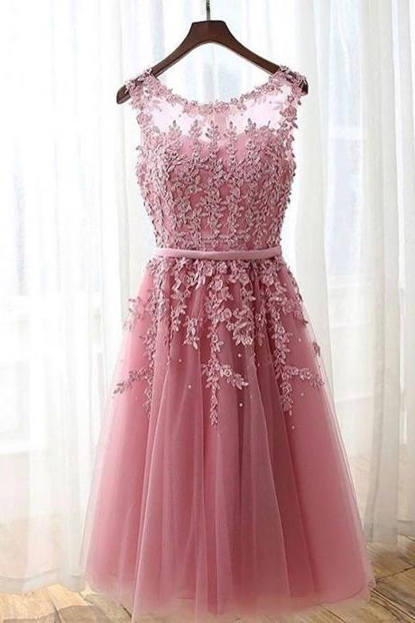 Homecoming Dresses, Graduation Dresses, Mini Party Dress, 2017 Homecoming Dresses Embroidered Lace, Short Prom Dresses, Blush Pink Prom Dresses, Tulle Prom Dresses Appliqués, Lace Prom Dresses, Short Prom Dress, Real Samples Prom Dresses, 2017 Prom Dresses, Custom Made