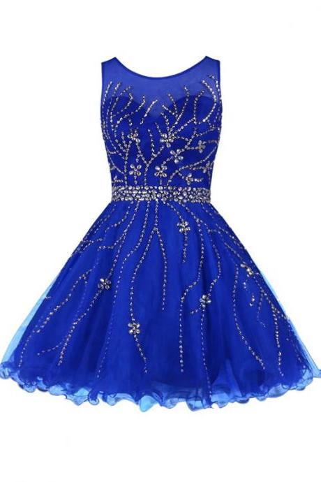 Homecoming Dresses, Graduation Dresses, Mini Party Dress, 2017 Homecoming Dresses with Silver Beaded, Short Prom Dresses, Royal Blue Prom Dresses, Chiffon Prom Dresses Backless, Prom Dresses, Short Prom Dress, Real Samples Prom Dresses, 2017 Prom Dresses, Custom Made